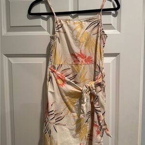 Billabong Tropical Print Mini Dress - Cream, Orange, Pink